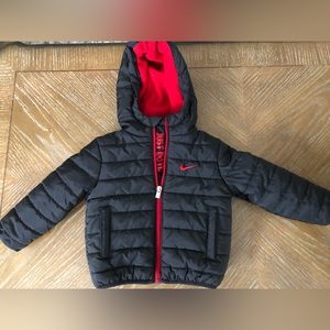 Baby Nike Puffer Jacket/Winter Coat - Black and Red